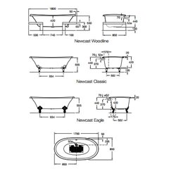 Baignoire fonte Newcast 170x85 cm Cuivre 