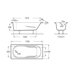 Baignoire balneo Neo-Genova 170x70 cm Basic