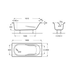 Baignoire balneo Neo-Genova 180x80 cm Basic