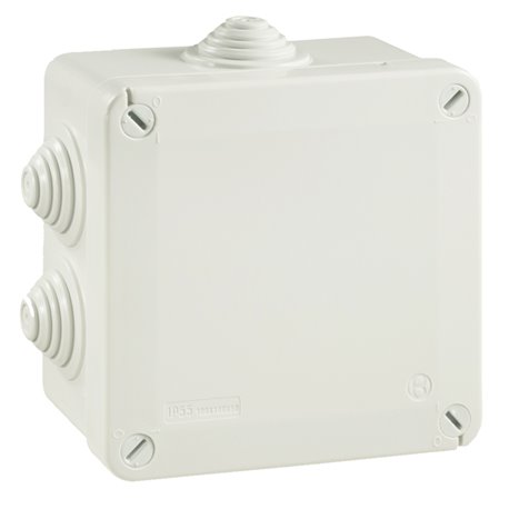 Boîte de dérivation étanche Pico 100x100 Prof. 50 grise à tétines IP55 960°C