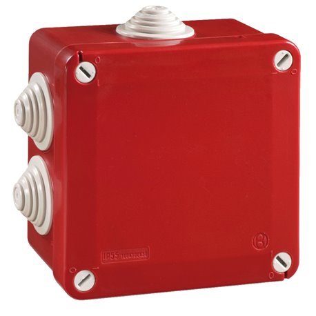 Boîte de dérivation étanche Pico 100x100 Prof. 50 rouge à tétines IP55 960°C