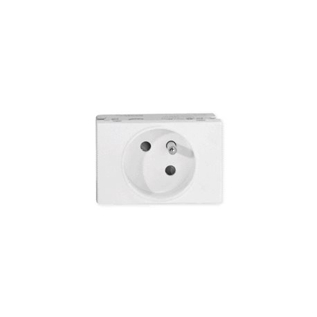Prise TerCia 2 pôles + terre simple spécial goulotte blanche Prise TerCia 2 pôles + terre simple spécial goulotte blanche