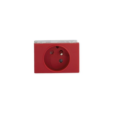 Prise TerCia 2 pôles + terre simple détrompée spécial goulotte rouge