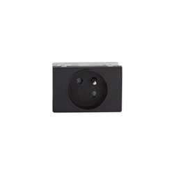 Prise TerCia 2 pôles + terre simple spécial goulotte noir
