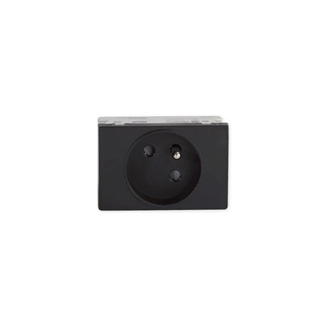 Prise TerCia 2 pôles + terre simple spécial goulotte noir Prise TerCia 2 pôles + terre simple spécial goulotte noir