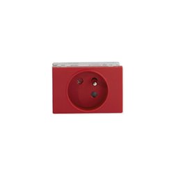 Lot de 5 prises TerCia 2 pôles + terre simple spécial goulotte rouge