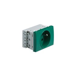 Lot de 5 prises TerCia 2 pôles + terre simple spécial goulotte verte
