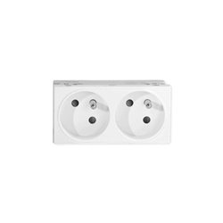 Prise TerCia 2 pôles + terre double spécial goulotte blanche