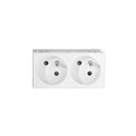 Prise TerCia 2 pôles + terre double spécial goulotte blanche