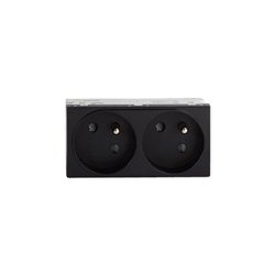 Prise TerCia 2 pôles + terre double spécial goulotte noire