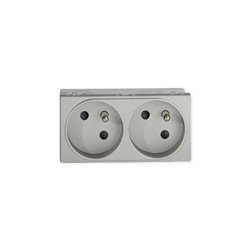 Lot de 10 prises TerCia 2 pôles + terre double spécial goulotte alucolor