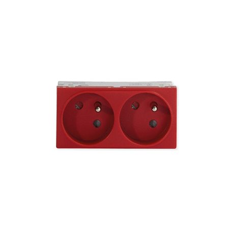 Lot de 10 prises TerCia 2 pôles + terre double spécial goulotte rouge Lot de 10 prises TerCia 2 pôles + terre double spécial goulotte rouge
