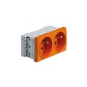 Lot de 10 prises TerCia 2 pôles + terre double spécial goulotte orange