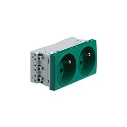 Lot de 10 prises TerCia 2 pôles + terre double spécial goulotte verte