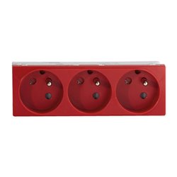 Prise TerCia 2 pôles + terre triple détrompée spécial goulotte rouge