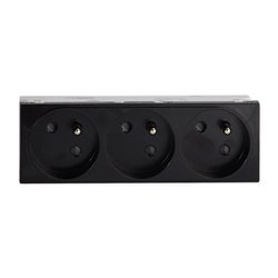 Prise TerCia 2 pôles + terre triple spécial goulotte noire