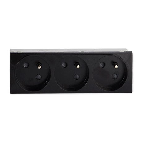 Prise TerCia 2 pôles + terre triple spécial goulotte noire