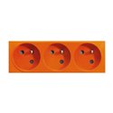Lot de 10 prises TerCia 2 pôles + terre triple spécial goulotte orange