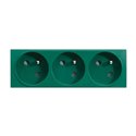 Lot de 10 prises TerCia 2 pôles + terre triple spécial goulotte vert