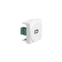 Prise TerCia USB bornier à vis 2 modules blanche