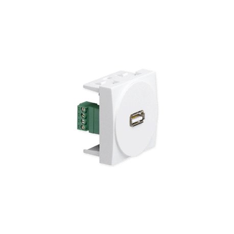 Prise TerCia USB bornier à vis 2 modules blanche Prise TerCia USB bornier à vis 2 modules blanche