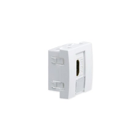 Prise TerCia HDMI traversante 2 modules blanche Prise TerCia HDMI traversante 2 modules blanche