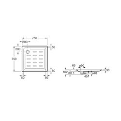 Receveur de douche Easy-STA 75x75 cm 
