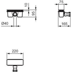 Bonde pour receveur de douche 195x50 mm chromé