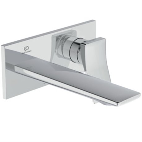 Mitigeur lavabo Conca mural à bec fixe 180 mm, Gris orage