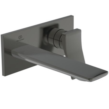Mitigeur lavabo Conca mural à bec fixe 180 mm, Gris magnétique