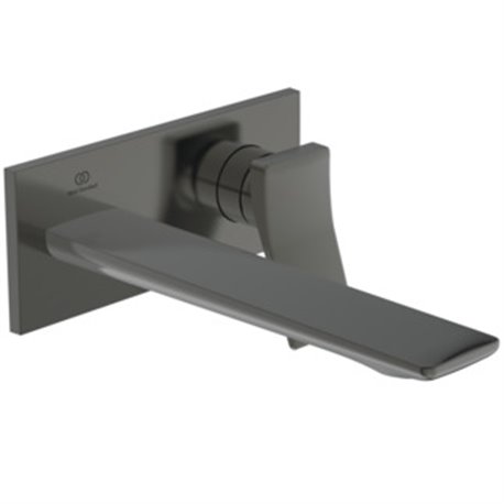 Mitigeur lavabo Conca mural à bec fixe 220 mm, Gris magnétique