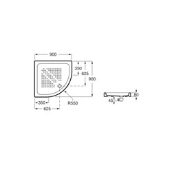 Receveur de douche Italia d'angle Quart de rond 90x90 cm