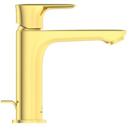 Mitigeur lavabo Grande Conca tirette et vidage bonde métal, Or brossé