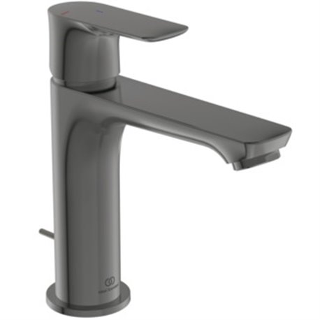 Mitigeur lavabo Grande Conca tirette et vidage bonde métal, Gris magnétique