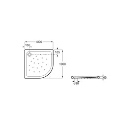 Receveur de douche Malta d'angle 100x100 cm en angle
