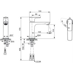 Mitigeur lavabo Grande Conca sans tirette ni vidage, Or brossé