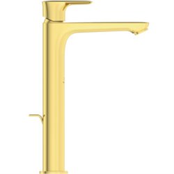 Mitigeur lavabo Connect Air tirette et vidage bonde métal, Or brossé