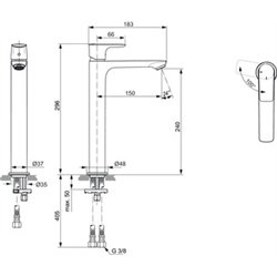 Mitigeur lavabo Connect Air sans tirette ni vidage, Or brossé