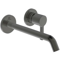 Mitigeur lavabo mural Joy 2 trous, bec 220 mm, Gris magnétique