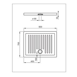 Receveur de douche Roma 90x70 cm 
