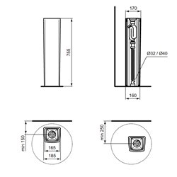Colonne pour vasque Conca pour vasque ronde Soie blanche