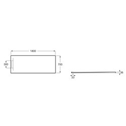 Receveur de douche Pyros Blanc 180x70 cm, garde d'eau 30 mm