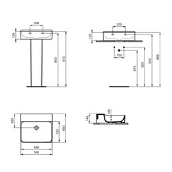 Lavabo Conca 50x45 cm sans trop-plein, sans trou de robinetterie