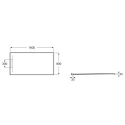 Receveur de douche Pyros Blanc 160x80 cm, garde d'eau 30 mm