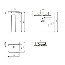 Lavabo Conca 50x45 cm avec trop-plein et trou de robinetterie