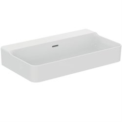 Lavabo Conca 80x45 cm avec trop-plein, sans trou de robinetterie
