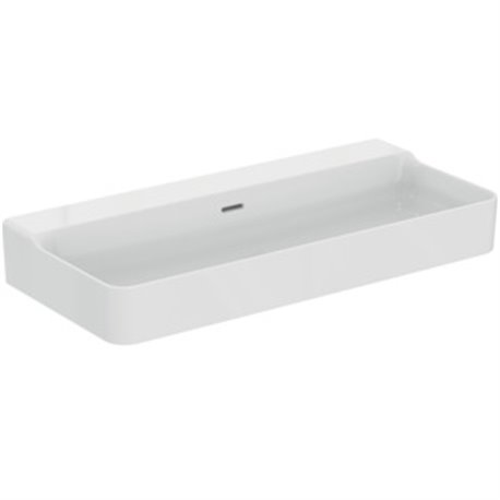 Lavabo Conca 100x45 cm avec trop-plein, sans trou de robinetterie