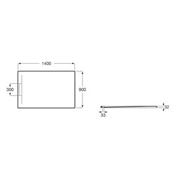 Receveur de douche Pyros Blanc 140x90 cm, garde d'eau 30 mm