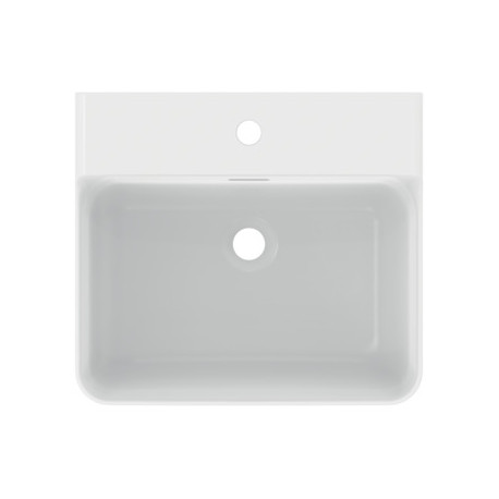 Lavabo Suspendu Moderne HOROW Colossum 55 Cm - Céramique Blanche, 1 Trou - Avec Trop-plein Et Bonde - Neuf