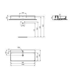 Lavabo Conca 100x45 cm Soie blanche